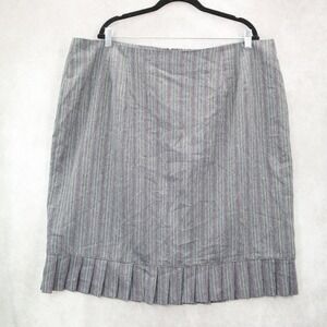 Gray Stripe Pleated Stripe Zip Business Casual Formal Office Workwear‎ Plus 22W